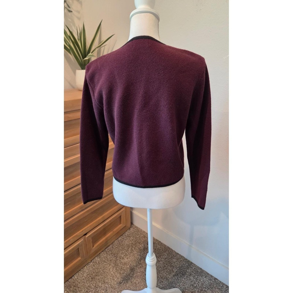 Liz Claiborne Collection Cardigan Petite Merino Wool Blend Maroon Vintage PM - Picture 5 of 11